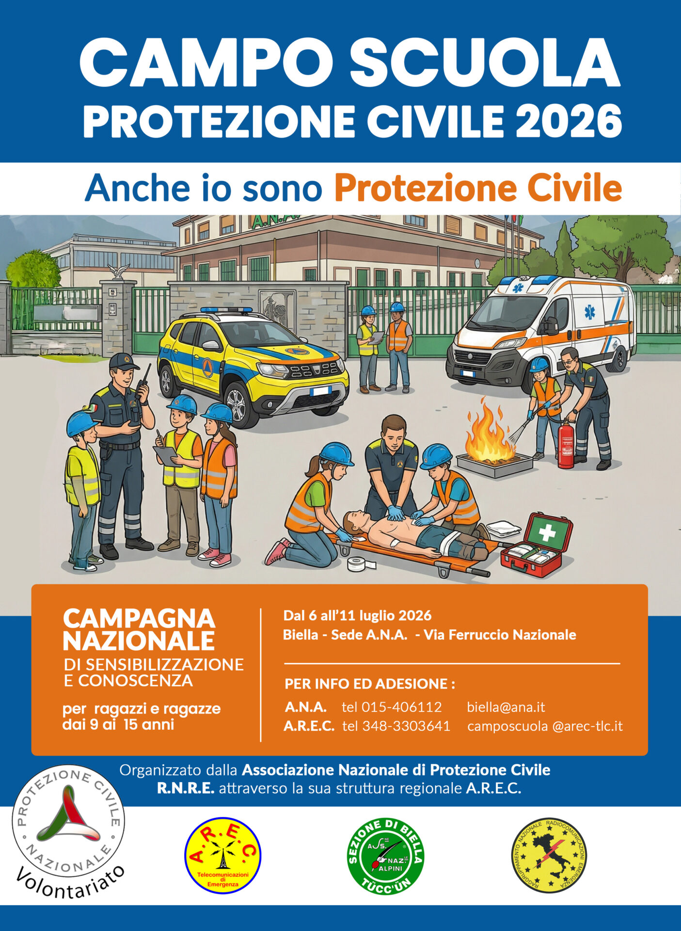 CAMPO SCUOLA PROTEZIONE CIVILE 2026 – 9/15 anni – dal 6 all’11 luglio 2026